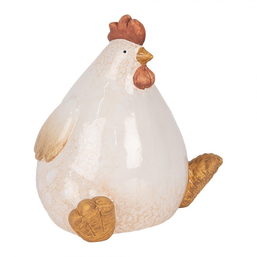 Huhn aus Keramik / Dekofigur in Beige 18 cm – Landhausstil Osterdeko {{ Shabby Chic und Landhaus Deko }} {{ www.Stein-Alt.de }}