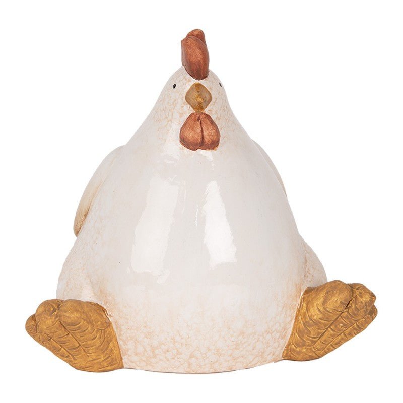 Huhn aus Keramik / Dekofigur in Beige 18 cm – Landhausstil Osterdeko {{ Shabby Chic und Landhaus Deko }} {{ www.Stein-Alt.de }}
