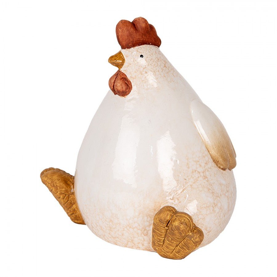 Huhn aus Keramik / Dekofigur in Beige 18 cm – Landhausstil Osterdeko {{ Shabby Chic und Landhaus Deko }} {{ www.Stein-Alt.de }}