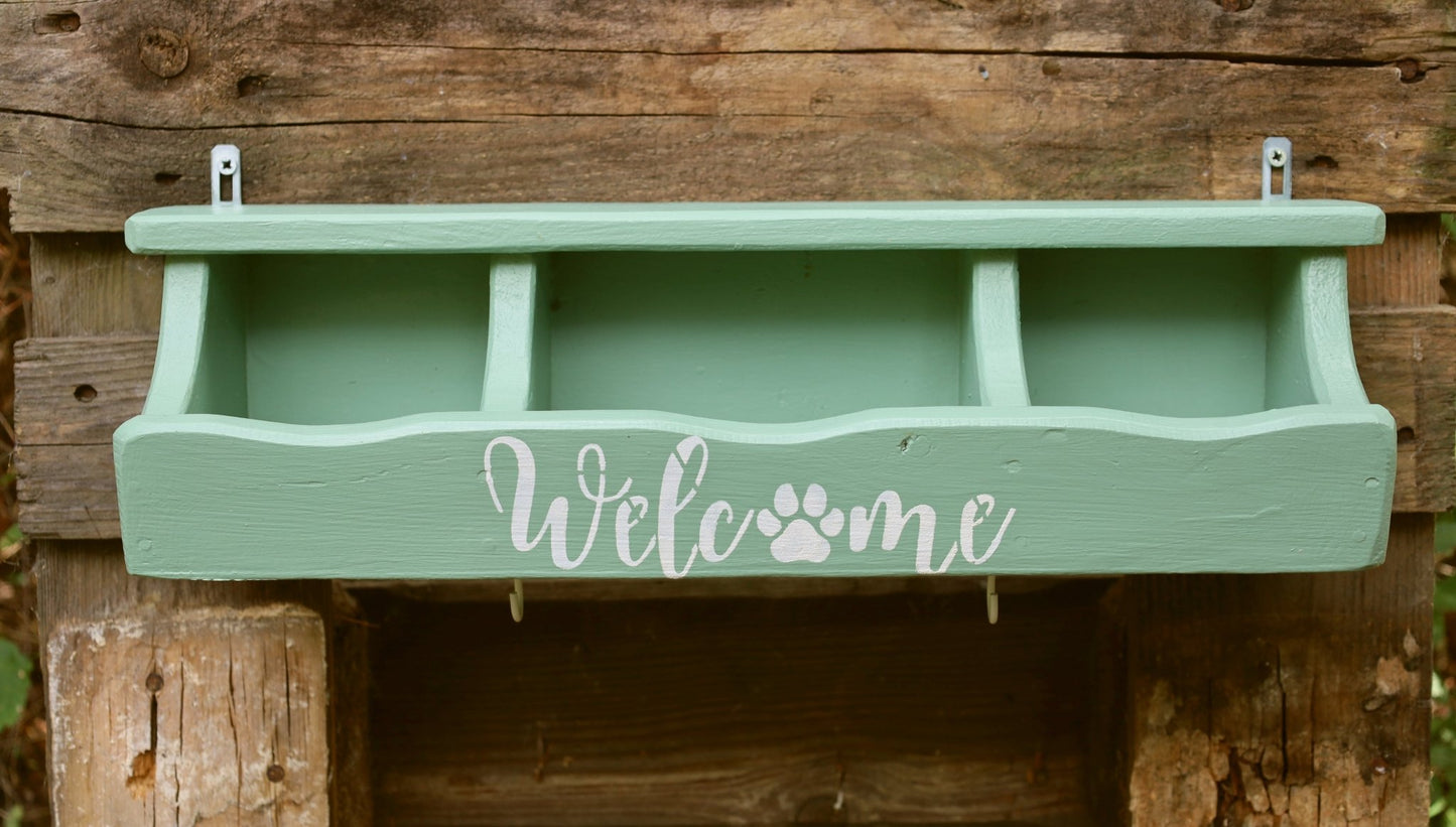 Hundegarderobe Mintgrün Massivholz - Wandhaken Flur Landhausstil {{ Shabby Chic und Landhaus Deko }} {{ www.Stein-Alt.de }}