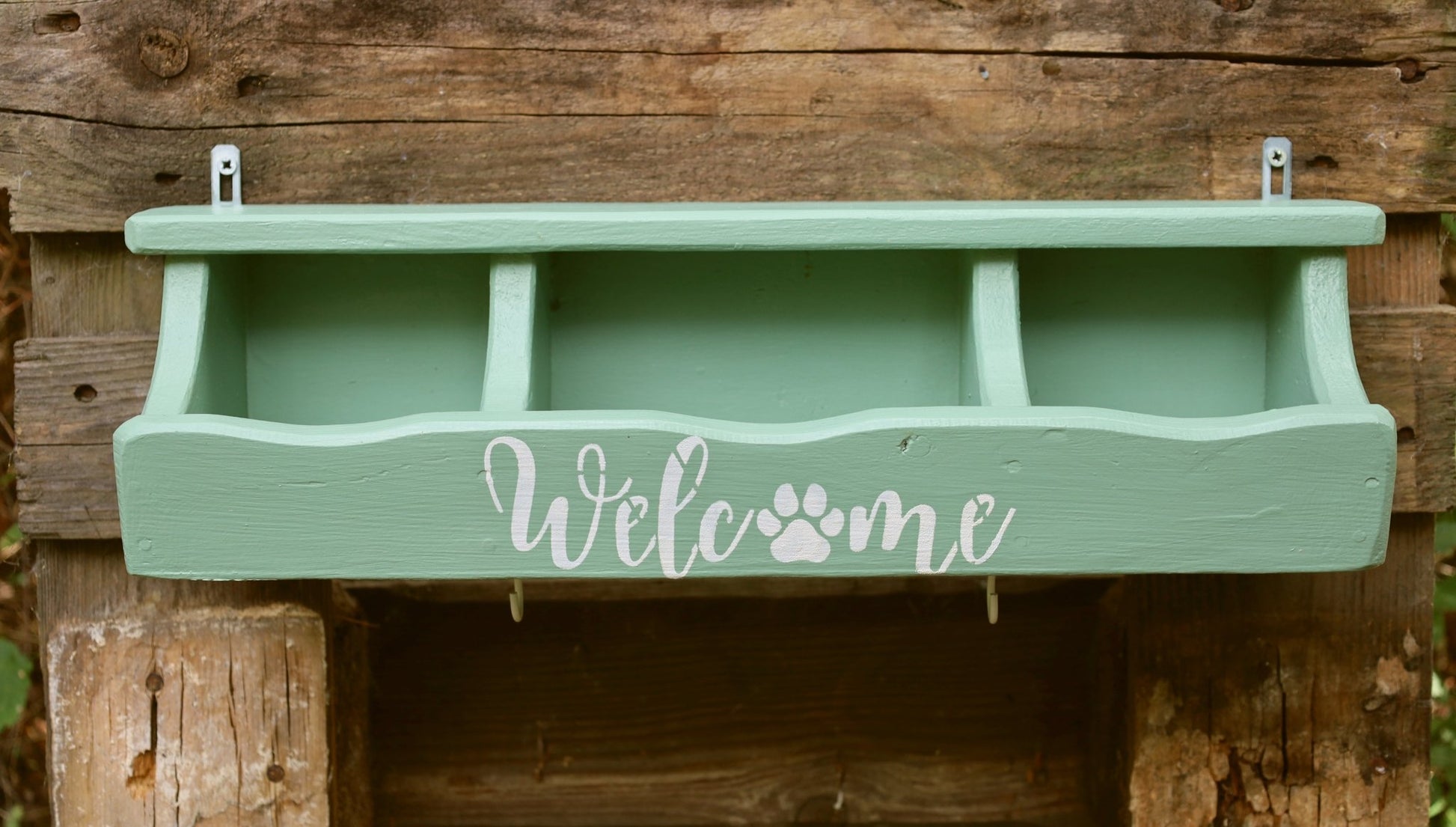 Hundegarderobe Mintgrün Massivholz - Wandhaken Flur Landhausstil {{ Shabby Chic und Landhaus Deko }} {{ www.Stein-Alt.de }}
