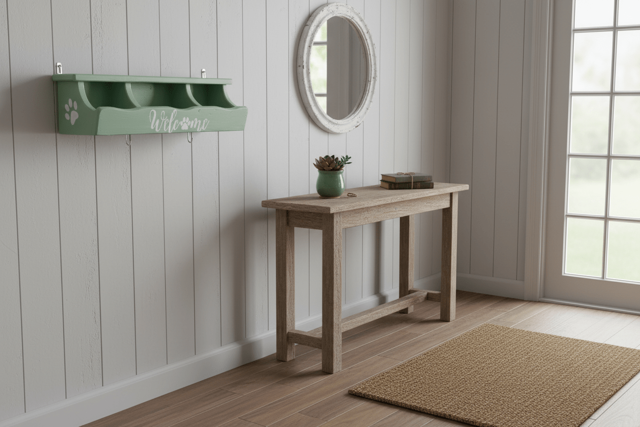 Hundegarderobe Mintgrün Massivholz - Wandhaken Flur Landhausstil {{ Shabby Chic und Landhaus Deko }} {{ www.Stein-Alt.de }}