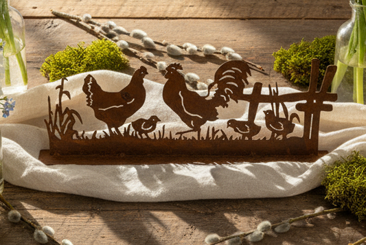 Oster Dekoration Huhn mit Küken Metall Rostoptik - Shabby Chic Frühlingsdeko {{ Shabby Chic und Landhaus Deko }} {{ www.Stein-Alt.de The cosy Cottage }}