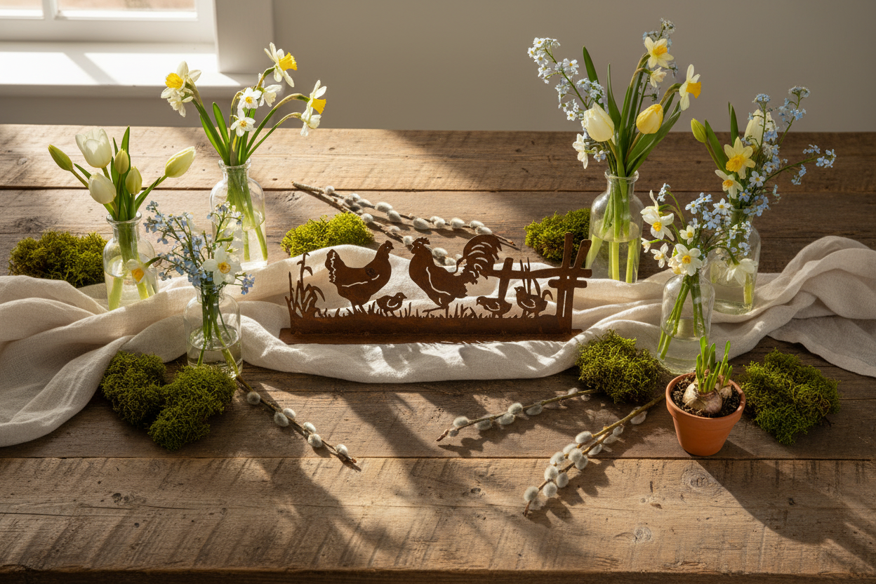 Oster Dekoration Huhn mit Küken Metall Rostoptik - Shabby Chic Frühlingsdeko {{ Shabby Chic und Landhaus Deko }} {{ www.Stein-Alt.de The cosy Cottage }}