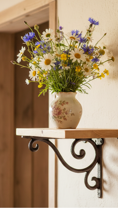 Regalkonsole Eisen Landhausstil - Dekorative Wandhalterung für Regale & Blumenampeln {{ Shabby Chic und Landhaus Deko }} {{ www.Stein-Alt.de The cosy Cottage }}