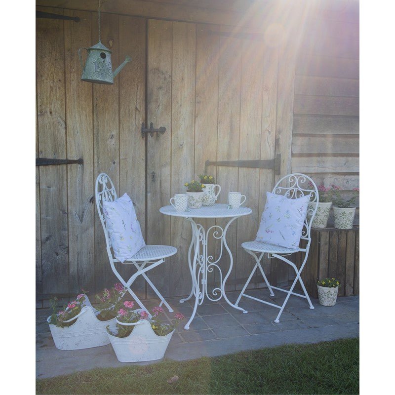 Keramik Blumentopf Grün-Beige mit Rankenmotiv - Clayre & Eef {{ Shabby Chic und Landhaus Deko }} {{ www.Stein-Alt.de }}