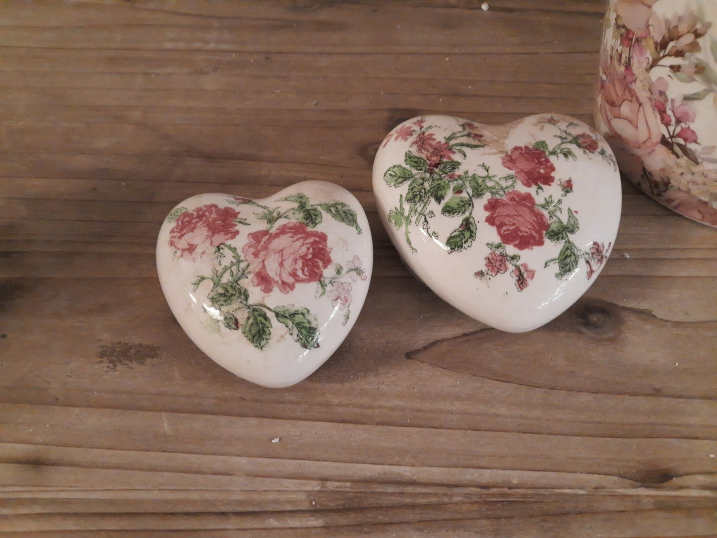 Keramik Herz Vintage Rosen Rosa - Clayre & Eef Deko Landhaus {{ Shabby Chic und Landhaus Deko }} {{ www.Stein-Alt.de }}