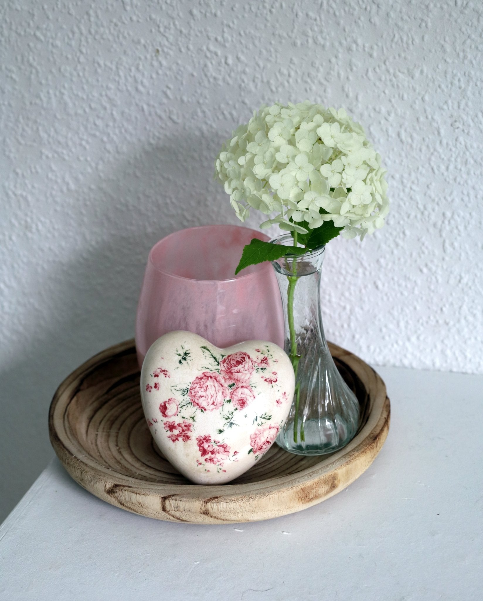 Keramik Herz Vintage Rosen Rosa - Clayre & Eef Deko Landhaus {{ Shabby Chic und Landhaus Deko }} {{ www.Stein-Alt.de }}