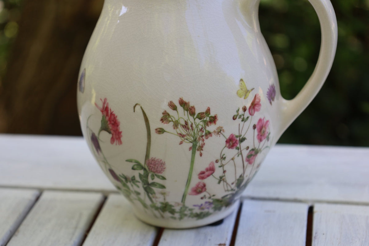Krug / Vase Keramik-Krug mit Wiesenblumen-Motiv – Beige-Rosa | Clayre & Eef Landhausstil Shabby-Chic und Landhaus-Deko bei www.Stein-Alt.de