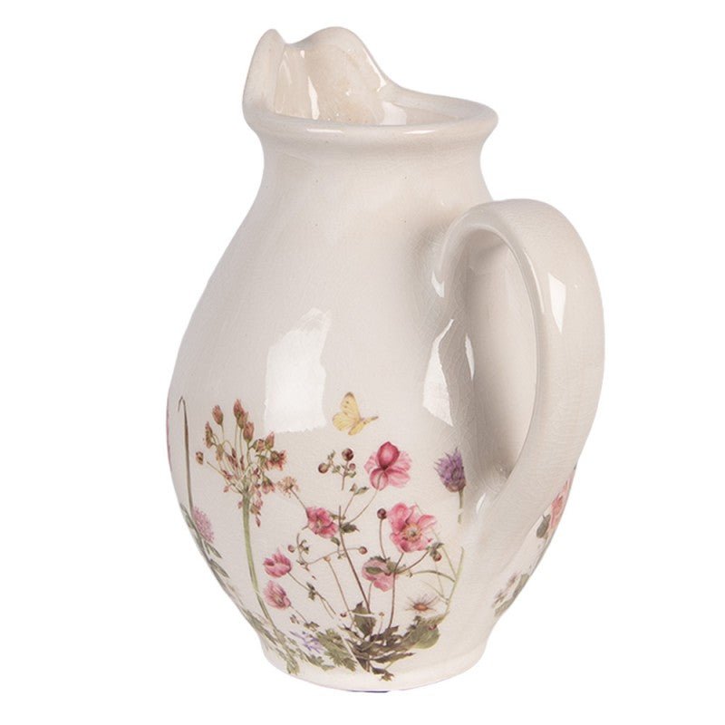 Keramik-Krug mit Wiesenblumen-Motiv – Beige-Rosa | Clayre & Eef Landhausstil {{ Shabby Chic und Landhaus Deko }} {{ www.Stein-Alt.de }}