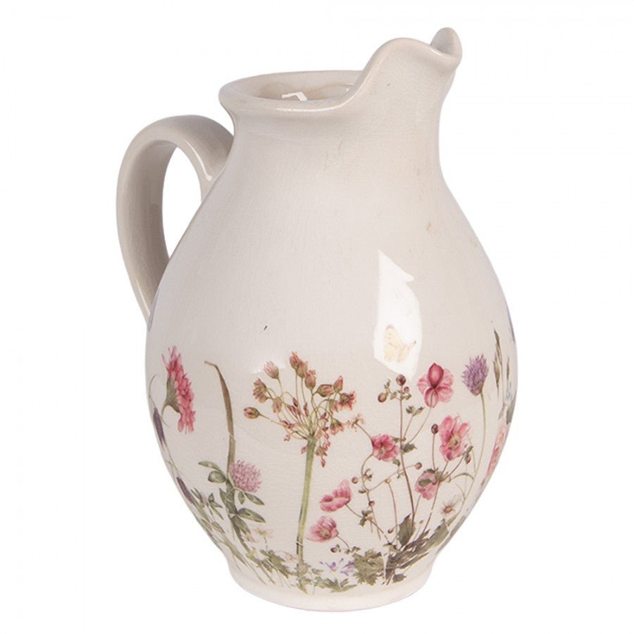 Keramik-Krug mit Wiesenblumen-Motiv – Beige-Rosa | Clayre & Eef Landhausstil {{ Shabby Chic und Landhaus Deko }} {{ www.Stein-Alt.de }}
