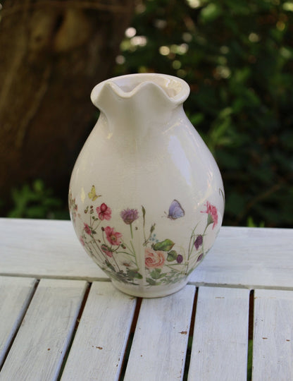 Krug / Vase Keramik-Krug mit Wiesenblumen-Motiv – Beige-Rosa | Clayre & Eef Landhausstil Shabby-Chic und Landhaus-Deko bei www.Stein-Alt.de