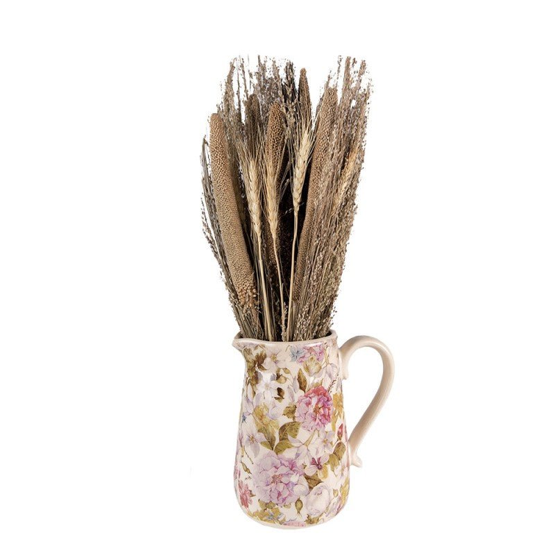 Keramik Krug Vase Pfingstrosen Rosa Grün | Clayre & Eef Landhausstil {{ Shabby Chic und Landhaus Deko }} {{ www.Stein-Alt.de }}
