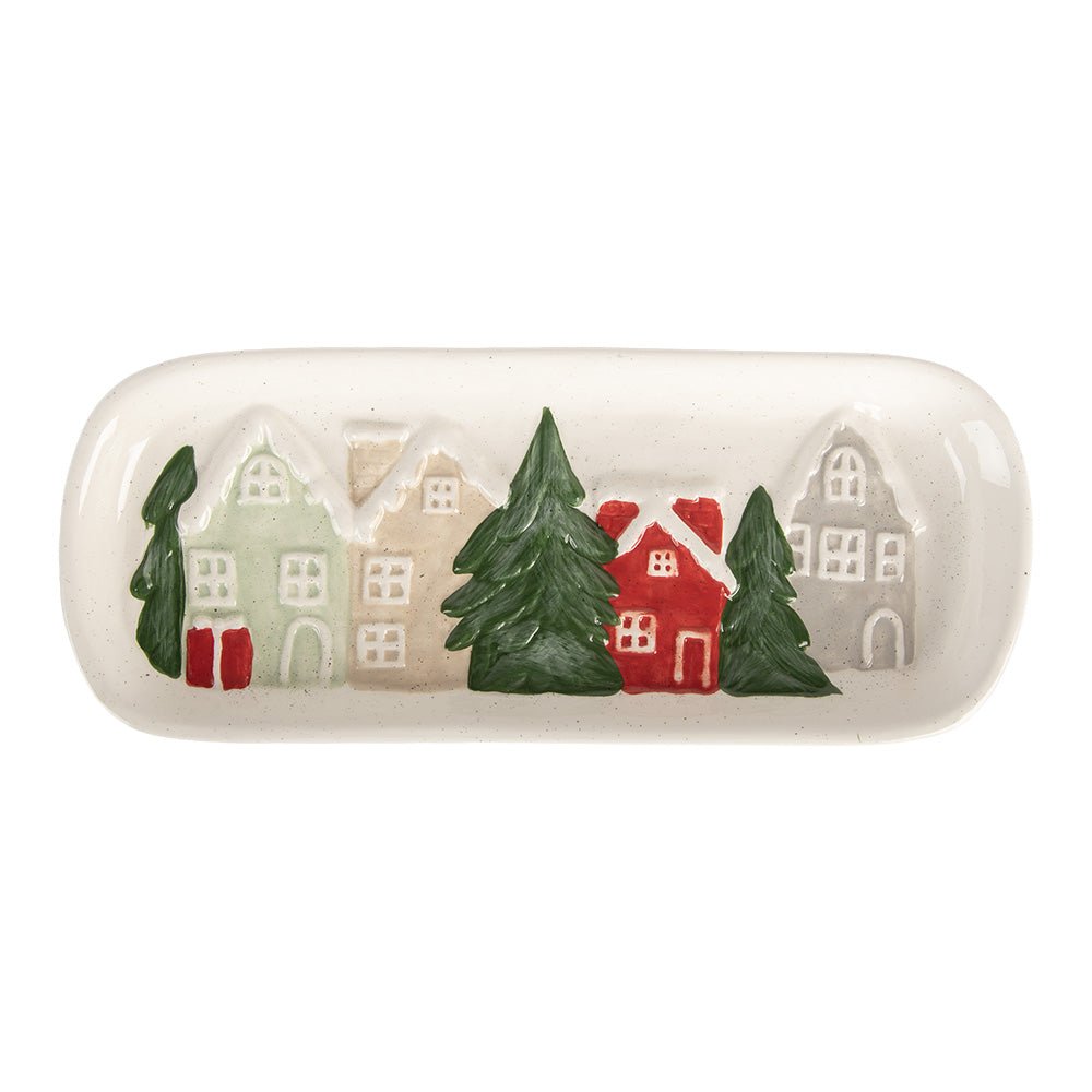 Keramik-Schale Winter-Landschaft - Weihnachtsdeko Landhausstil {{ Shabby Chic und Landhaus Deko }} {{ www.Stein-Alt.de }}
