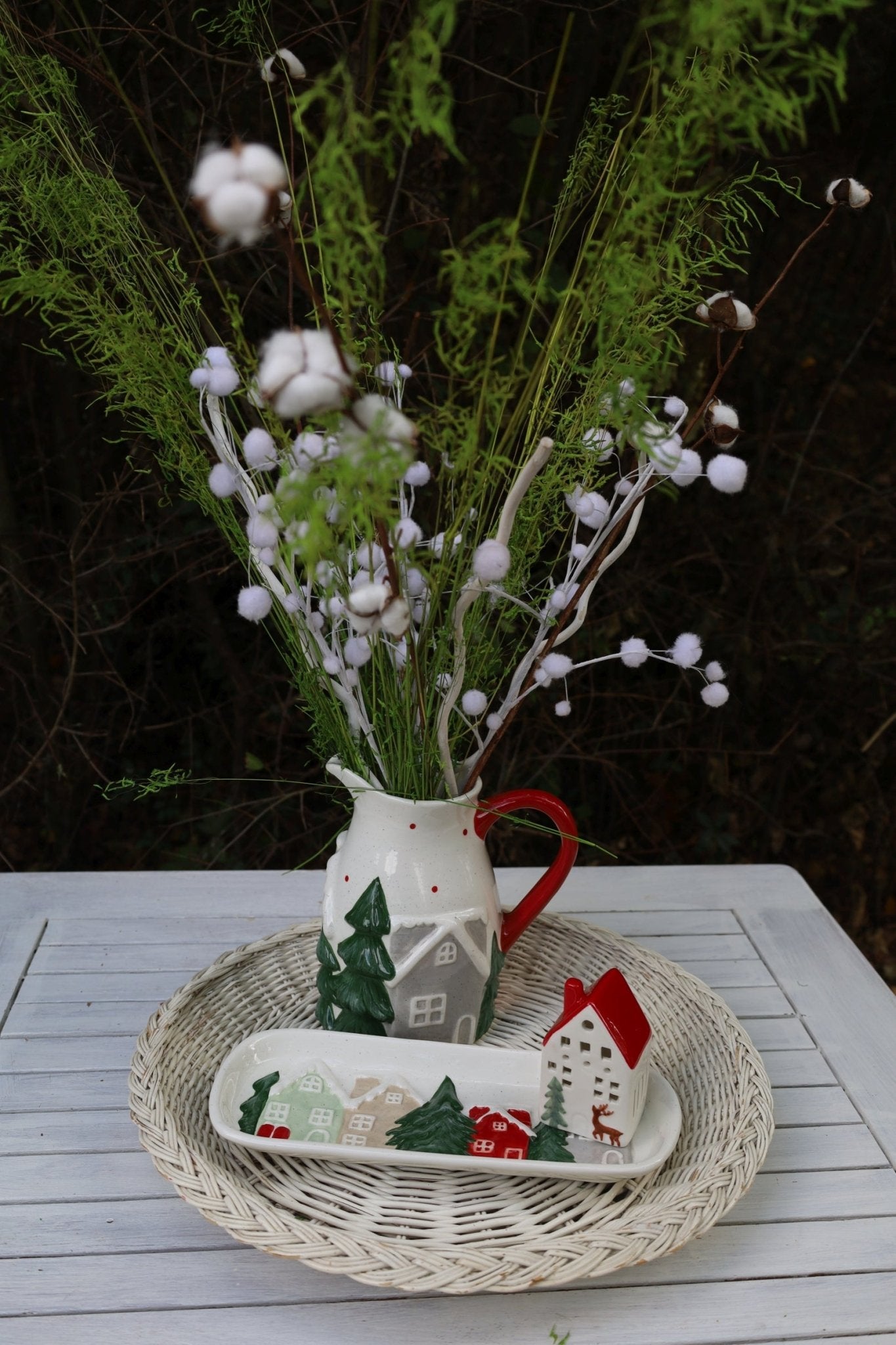 Keramik-Schale Winter-Landschaft - Weihnachtsdeko Landhausstil {{ Shabby Chic und Landhaus Deko }} {{ www.Stein-Alt.de }}