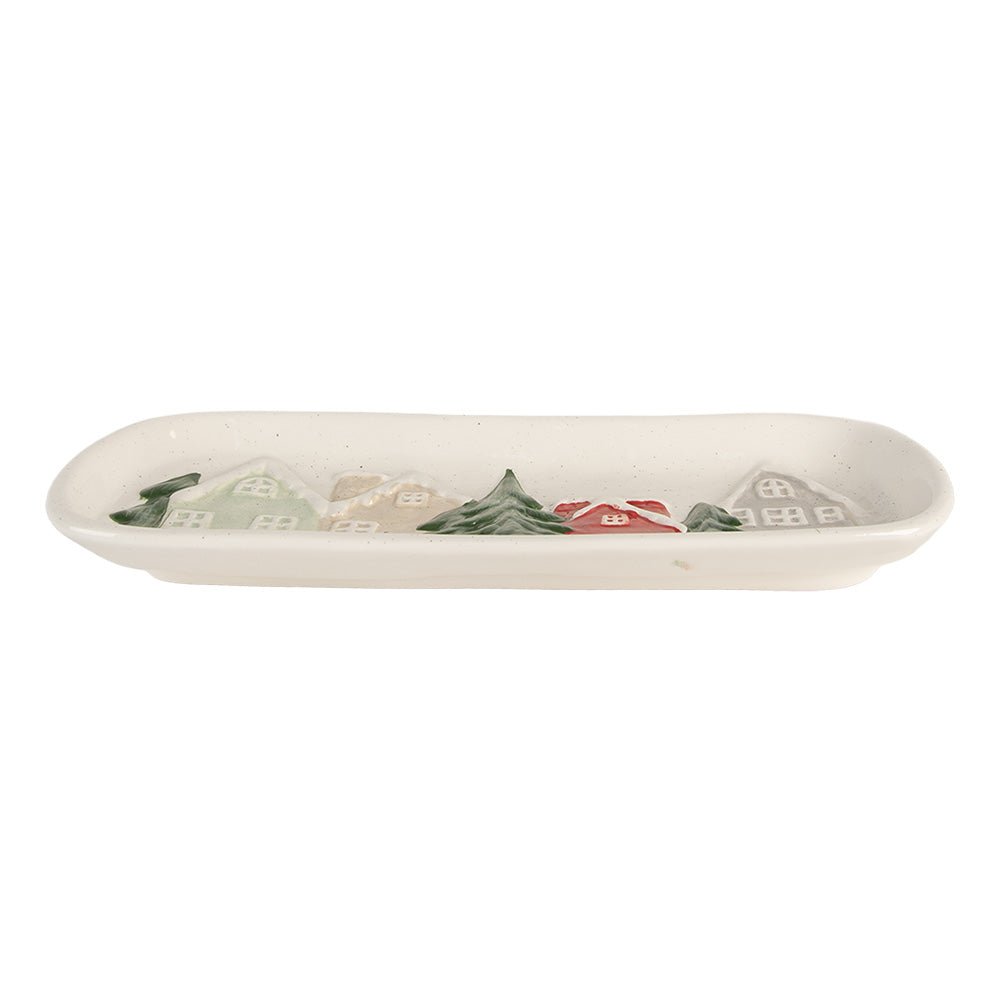 Keramik-Schale Winter-Landschaft - Weihnachtsdeko Landhausstil {{ Shabby Chic und Landhaus Deko }} {{ www.Stein-Alt.de }}