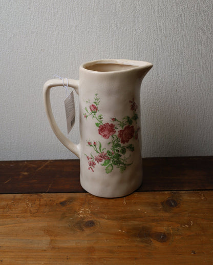 Krug / Vase Keramikkrug Rosen Beige - Romantische Deko Vase Landhausstil Shabby Chic Shabby Chic und Landhaus Deko bei www.Stein-Alt.de