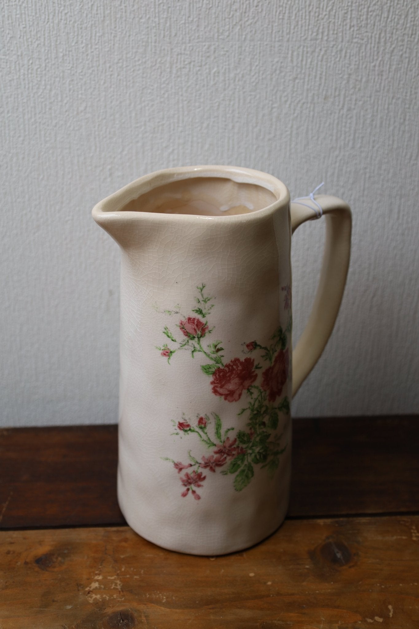 Keramikkrug Rosen Beige - Romantische Deko Vase Landhausstil Shabby Chic {{ Shabby Chic und Landhaus Deko }} {{ www.Stein-Alt.de }}