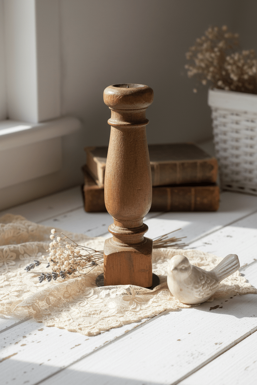 Kerzenständer aus Altholz - Unikat Shabby Chic Landhausstil {{ Shabby Chic und Landhaus Deko }} {{ www.Stein-Alt.de }}