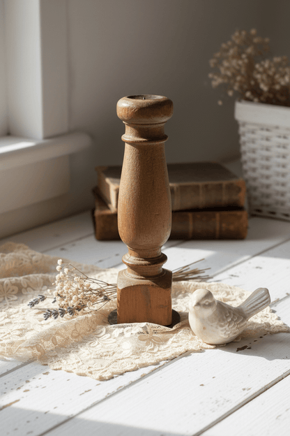 Kerzenständer Kerzenständer Altholz Shabby Chic – Unikat Landhausstil – Stumpenkerze Halter – Vintage Holz Deko Shabby Chic und Landhaus Deko bei www.Stein-Alt.de