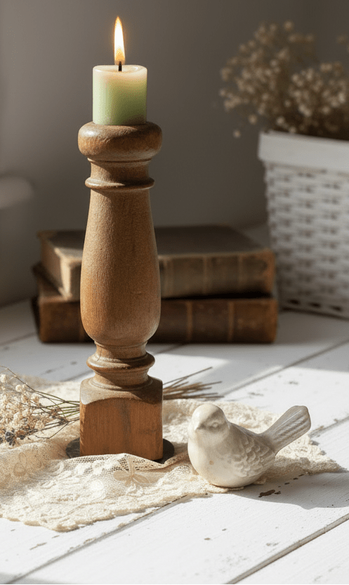 Kerzenständer aus Altholz - Unikat Shabby Chic Landhausstil {{ Shabby Chic und Landhaus Deko }} {{ www.Stein-Alt.de }}