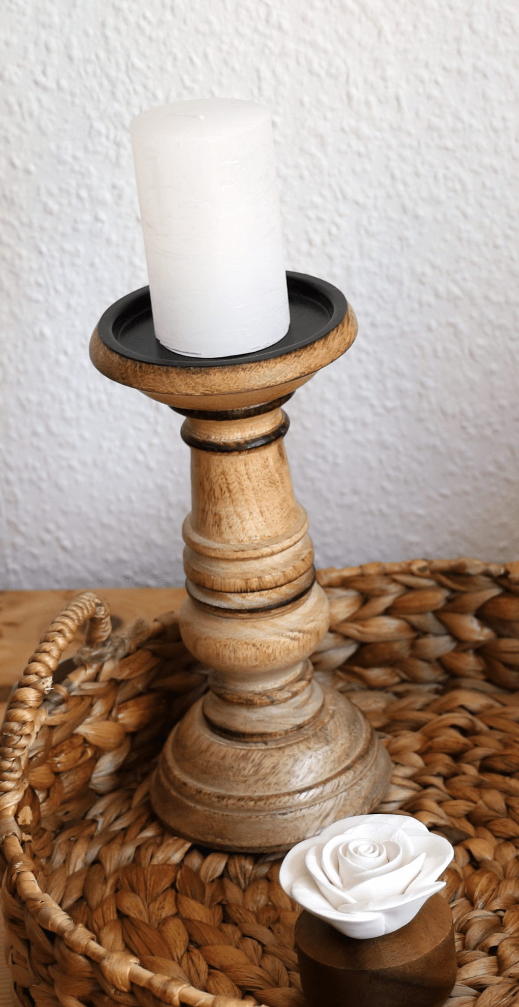 Kerzenständer Mangoholz Braun - Kerzenhalter für Stumpenkerzen im Landhausstil {{ Shabby Chic und Landhaus Deko }} {{ www.Stein-Alt.de }}