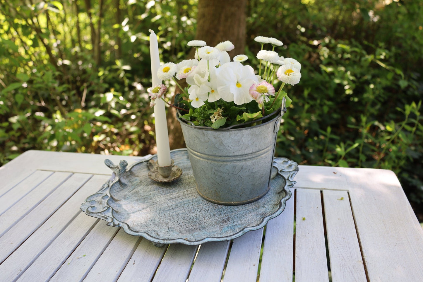 Kerzenständer Shabby Chic – Romantischer Kerzenhalter im Vintage Landhausstil {{ Shabby Chic und Landhaus Deko }} {{ www.Stein-Alt.de }}