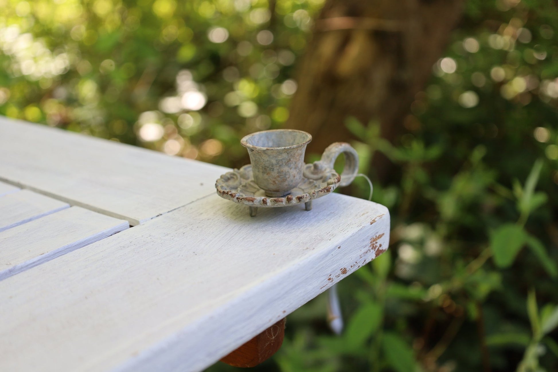 Kerzenständer Shabby Chic – Romantischer Kerzenhalter im Vintage Landhausstil {{ Shabby Chic und Landhaus Deko }} {{ www.Stein-Alt.de }}