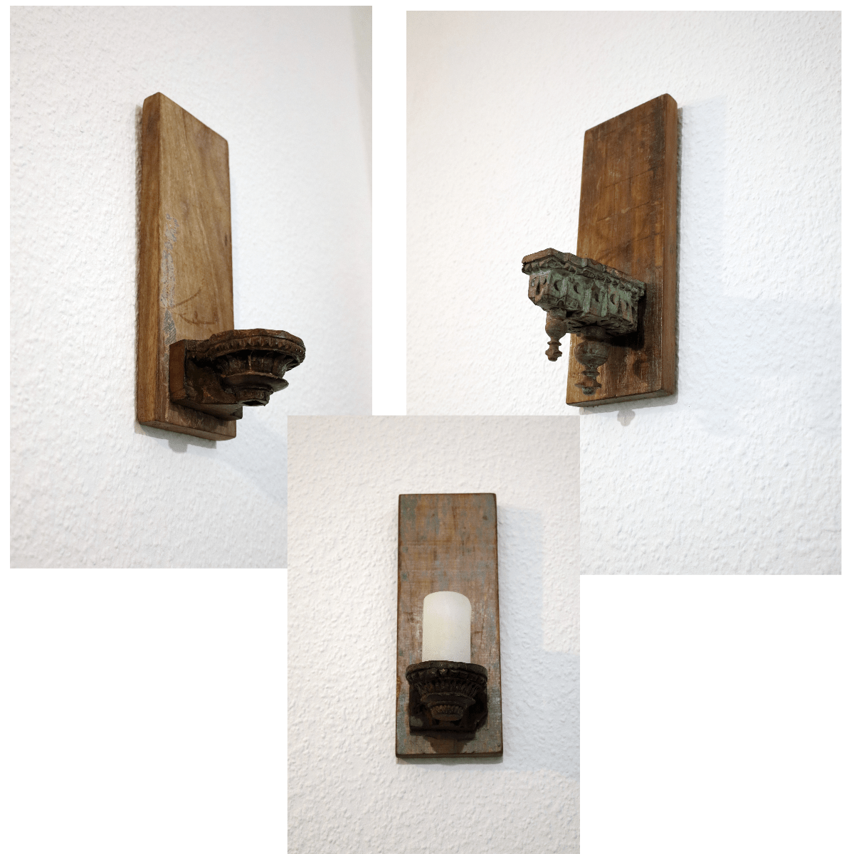 Kerzenständer Wand Altholz - Einzigartiger Kerzenhalter im Landhausstil {{ Shabby Chic und Landhaus Deko }} {{ www.Stein-Alt.de }}