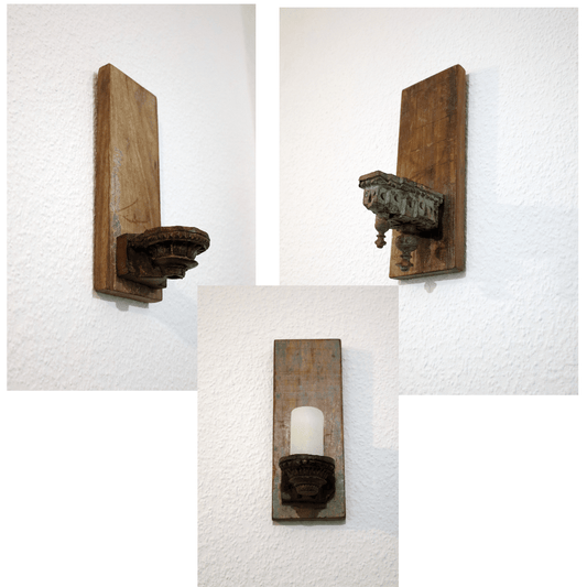 Kerzenständer Wand Altholz - Einzigartiger Kerzenhalter im Landhausstil {{ Shabby Chic und Landhaus Deko }} {{ www.Stein-Alt.de }}