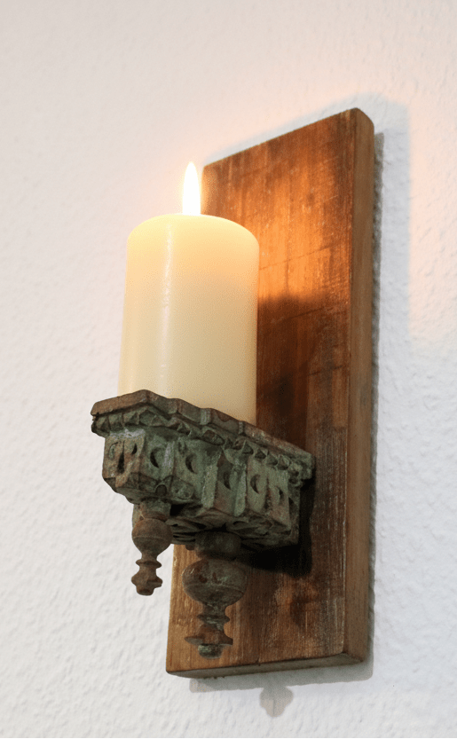 Kerzenständer Wand Altholz - Einzigartiger Kerzenhalter im Landhausstil 2 {{ Shabby Chic und Landhaus Deko }} {{ www.Stein-Alt.de }}
