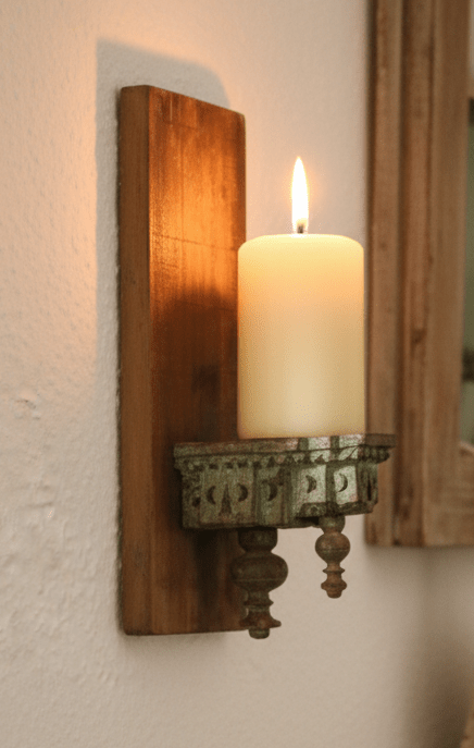 Kerzenständer Wand Altholz - Einzigartiger Kerzenhalter im Landhausstil {{ Shabby Chic und Landhaus Deko }} {{ www.Stein-Alt.de }}