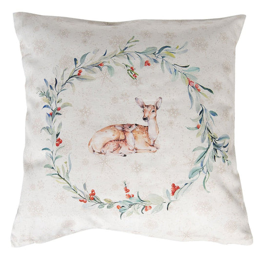 Kissenbezug Winterwald mit Reh-Motiv 40x40 cm - Baumwolle Landhaus-Stil {{ Shabby Chic und Landhaus Deko }} {{ www.Stein-Alt.de }}