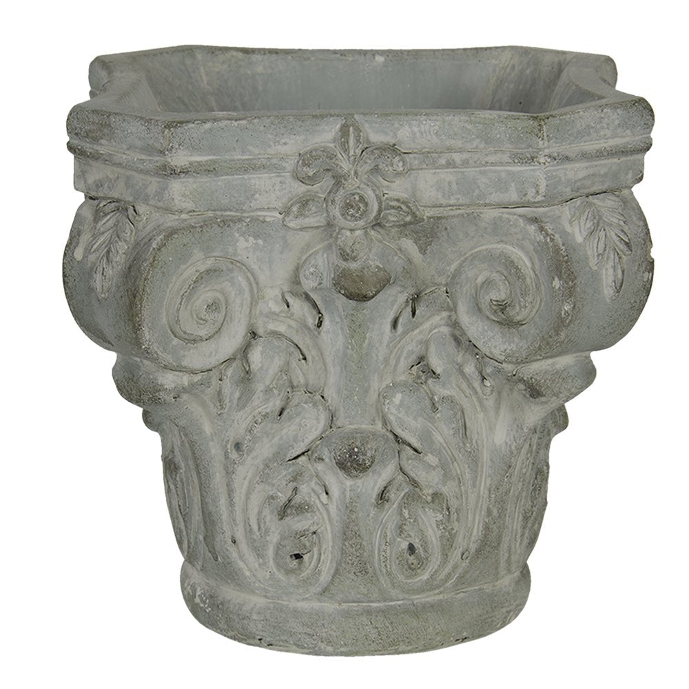 Klassischer Blumentopf aus Steinguss - Grau-Grün 17x17x16 cm {{ Shabby Chic und Landhaus Deko }} {{ www.Stein-Alt.de }}