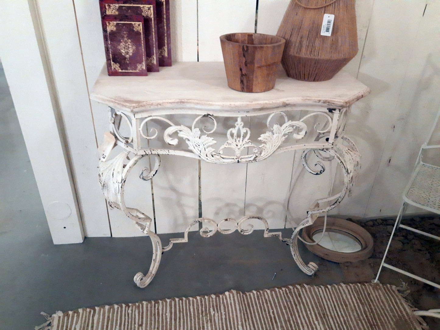 Konsolentisch Shabby Chic Weiß - Schmiedeeisen & Holz Landhaus {{ Shabby Chic und Landhaus Deko }} {{ www.Stein-Alt.de }}