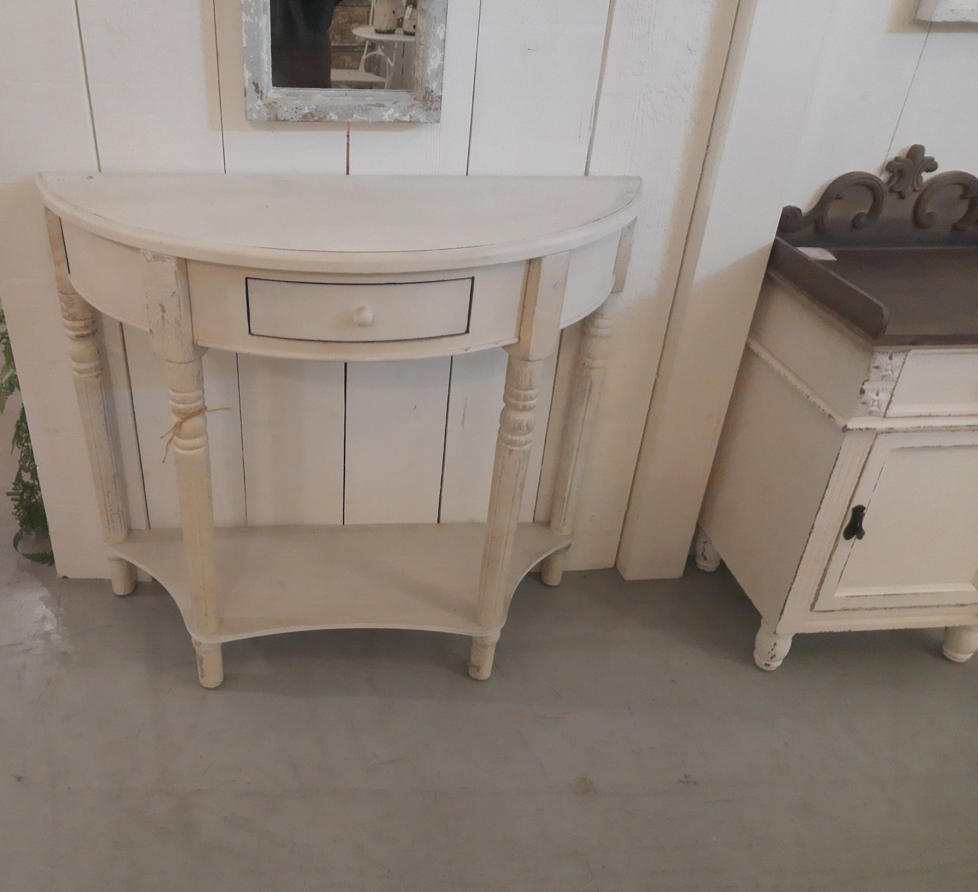 Konsolentisch Weiß Holz mit Schublade - Landhaus Shabby Chic 100cm {{ Shabby Chic und Landhaus Deko }} {{ www.Stein-Alt.de }}