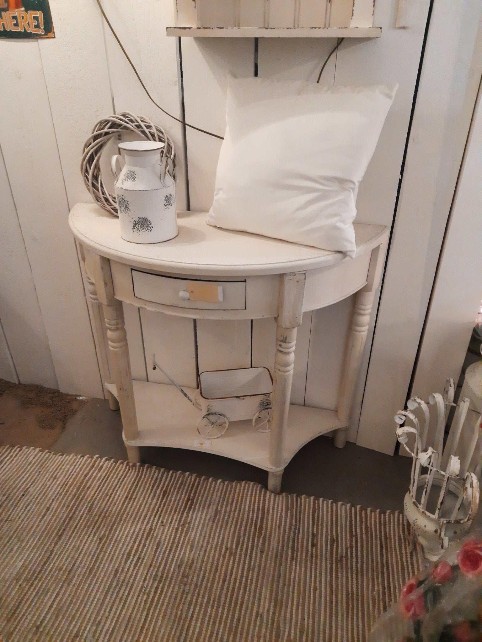 Konsolentisch Weiß Holz mit Schublade - Landhaus Shabby Chic 100cm {{ Shabby Chic und Landhaus Deko }} {{ www.Stein-Alt.de }}