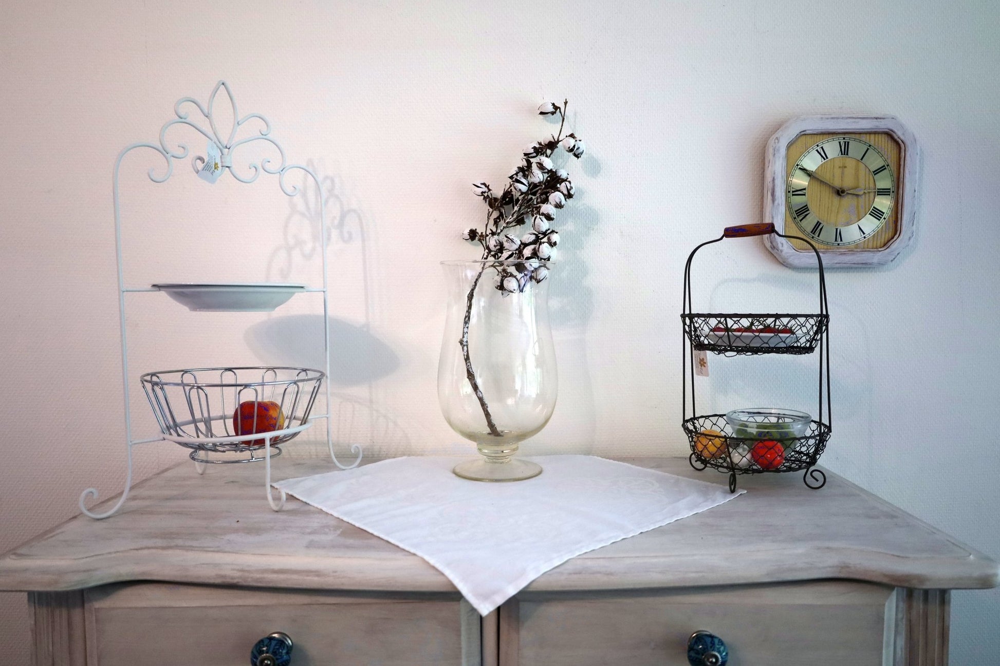 Obstkorb Etagere 2-stöckig Schwarz - Drahtkorb für Obst & Gemüse Landhaus {{ Shabby Chic und Landhaus Deko }} {{ www.Stein-Alt.de }}