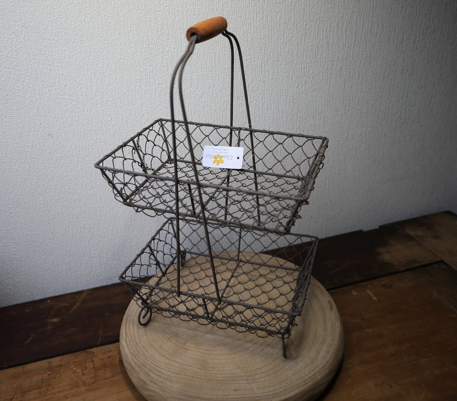 Korb-Etagere 2-stöckig Schwarz – Drahtkorb für Obst, Gemüse & Deko | Landhaus {{ Shabby Chic und Landhaus Deko }} {{ www.Stein-Alt.de }}