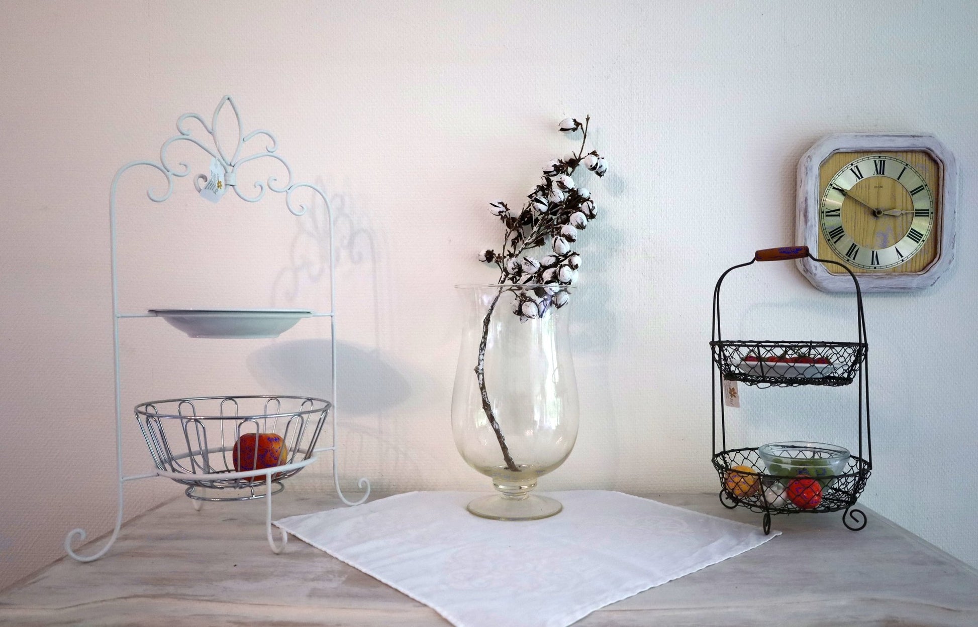 Obstkorb Etagere 2-stöckig Schwarz - Drahtkorb für Obst & Gemüse Landhaus {{ Shabby Chic und Landhaus Deko }} {{ www.Stein-Alt.de }}
