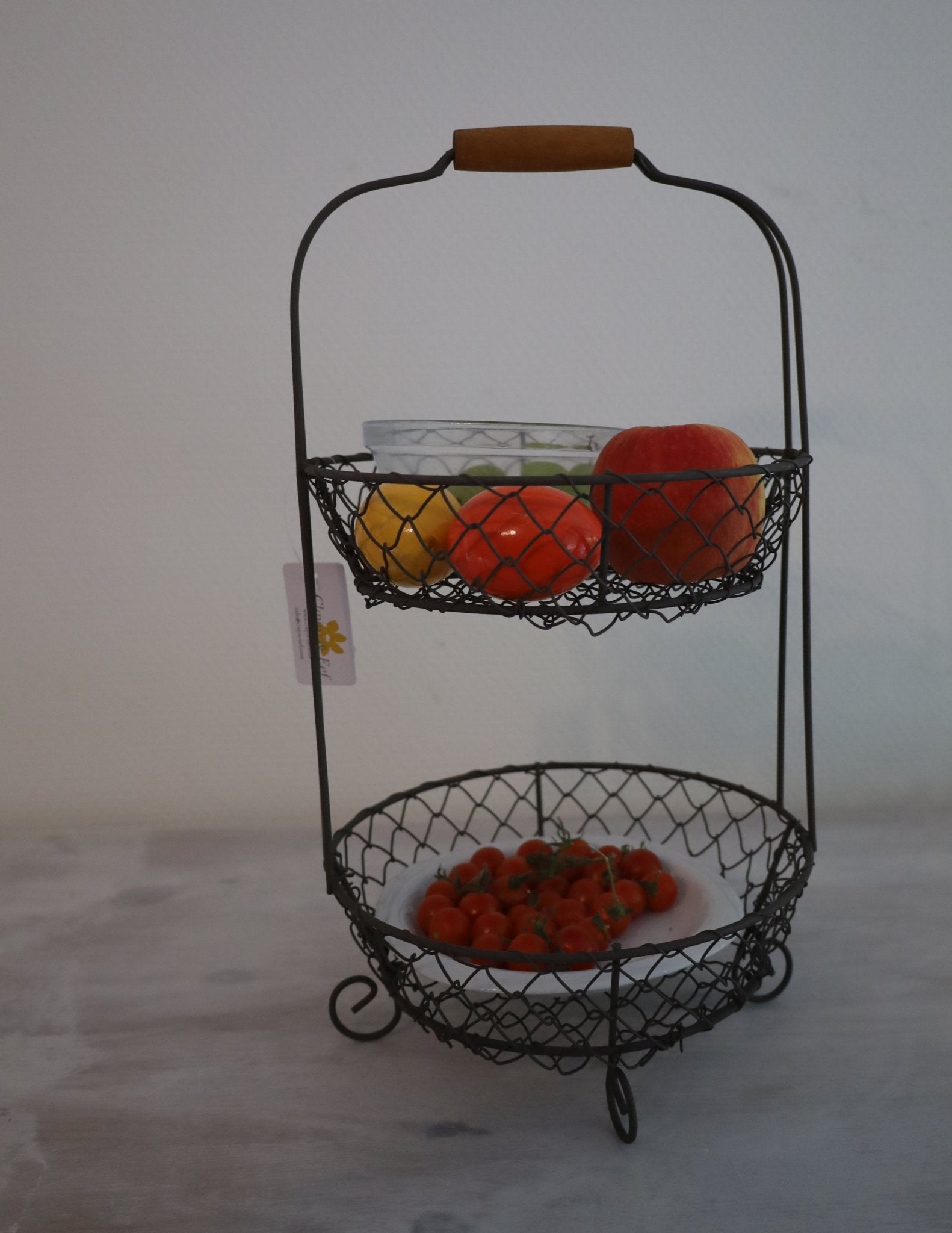 Obstkorb Etagere 2-stöckig Schwarz - Drahtkorb für Obst & Gemüse Landhaus {{ Shabby Chic und Landhaus Deko }} {{ www.Stein-Alt.de }}