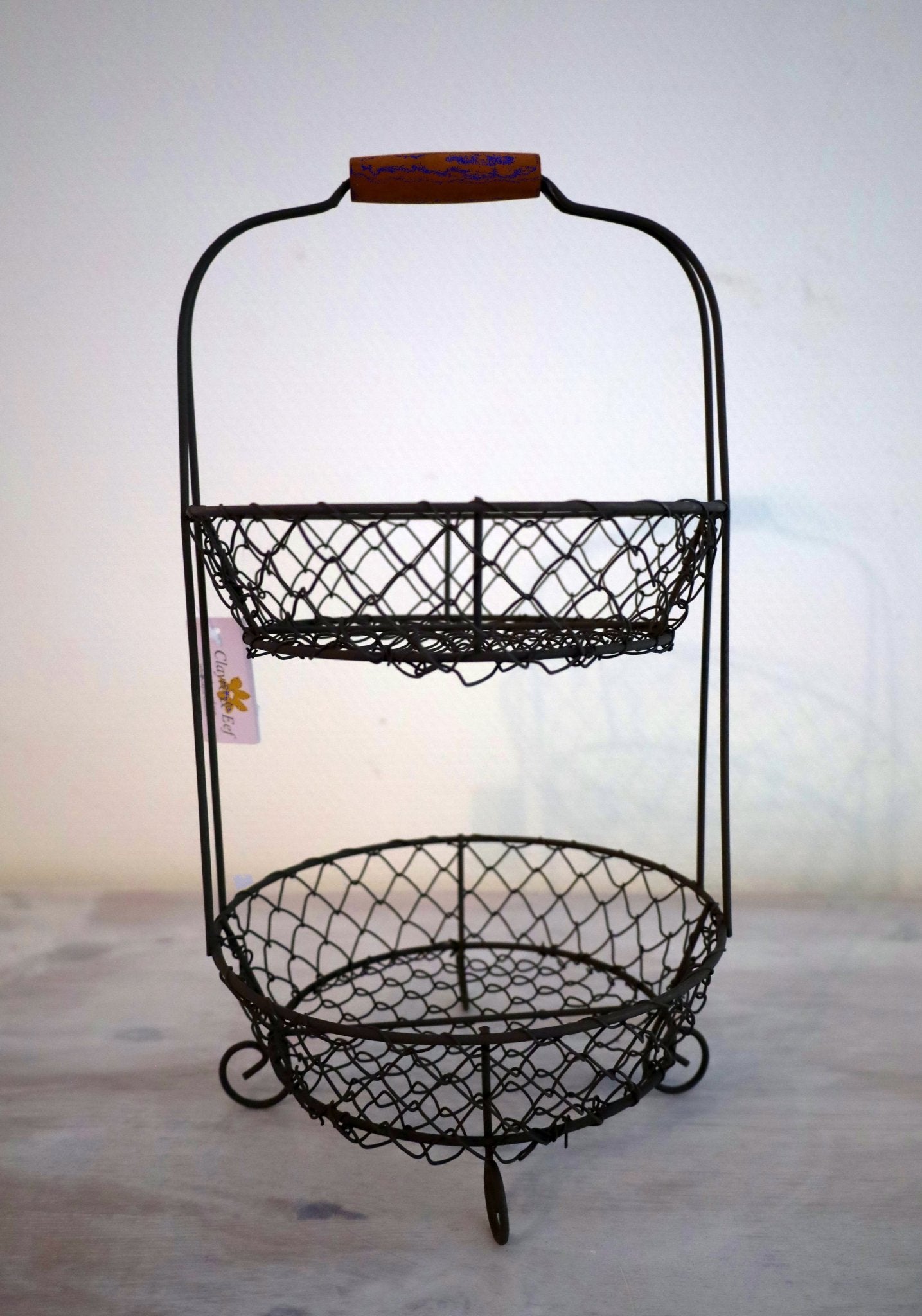 Obstkorb Etagere 2-stöckig Schwarz - Drahtkorb für Obst & Gemüse Landhaus {{ Shabby Chic und Landhaus Deko }} {{ www.Stein-Alt.de }}