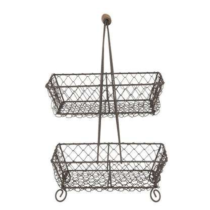 Obstkorb Korb-Etagere 2-stöckig Schwarz – Drahtkorb für Obst, Gemüse & Deko | Landhaus Shabby Chic und Landhaus Deko bei www.Stein-Alt.de