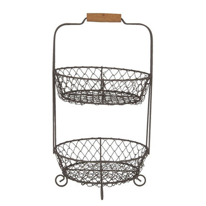 Obstkorb Korb-Etagere 2-stöckig Schwarz – Drahtkorb für Obst, Gemüse & Deko | Landhaus Shabby Chic und Landhaus Deko bei www.Stein-Alt.de