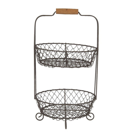 Obstkorb Etagere 2-stöckig Schwarz - Drahtkorb für Obst & Gemüse Landhaus {{ Shabby Chic und Landhaus Deko }} {{ www.Stein-Alt.de }}
