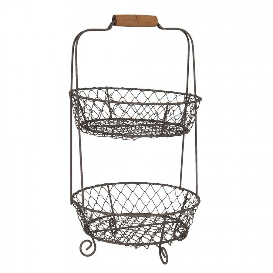 Obstkorb Etagere 2-stöckig Schwarz - Drahtkorb für Obst & Gemüse Landhaus {{ Shabby Chic und Landhaus Deko }} {{ www.Stein-Alt.de }}