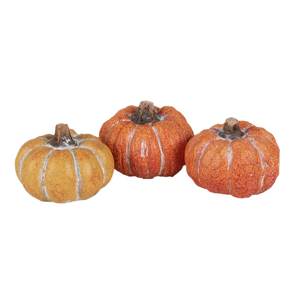 Kürbis Deko Herbst 3er Set - Keramik Orange Kürbisse Clayre & Eef {{ Shabby Chic und Landhaus Deko }} {{ www.Stein-Alt.de }}