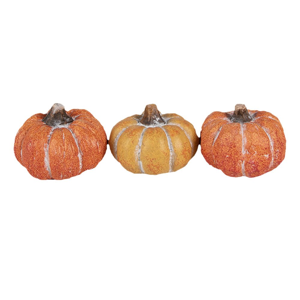 Kürbis Deko Herbst 3er Set - Keramik Orange Kürbisse Clayre & Eef {{ Shabby Chic und Landhaus Deko }} {{ www.Stein-Alt.de }}