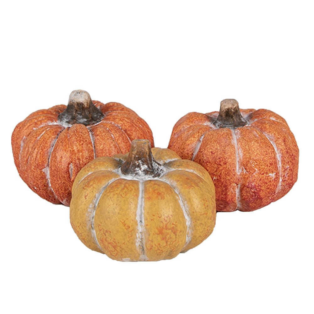 Kürbis Deko Herbst 3er Set - Keramik Orange Kürbisse Clayre & Eef {{ Shabby Chic und Landhaus Deko }} {{ www.Stein-Alt.de }}