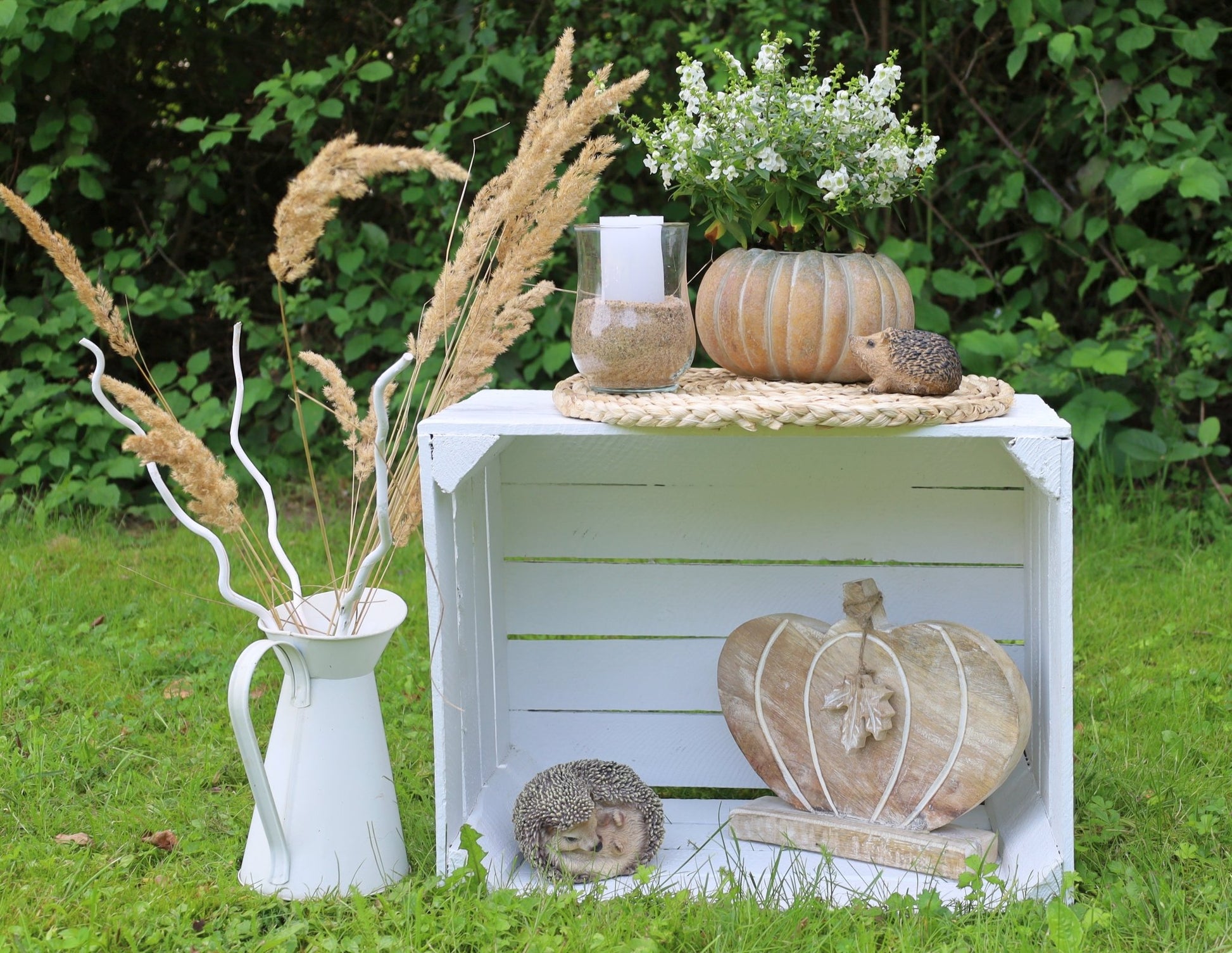 Kürbis Deko Holz Herbst - Ahornblatt Figur Herbstdekoration Halloween stehend {{ Shabby Chic und Landhaus Deko }} {{ www.Stein-Alt.de }}